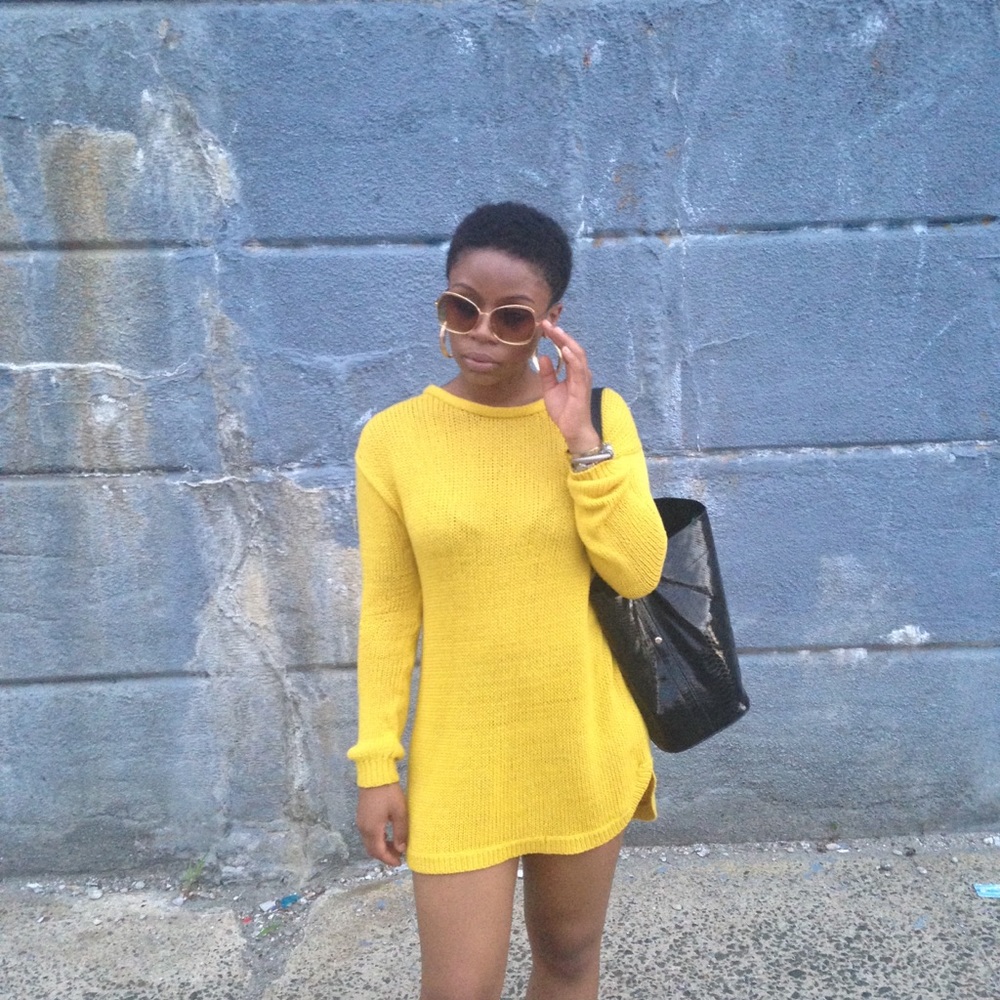 H&M Yellow Knit Sweater Dress